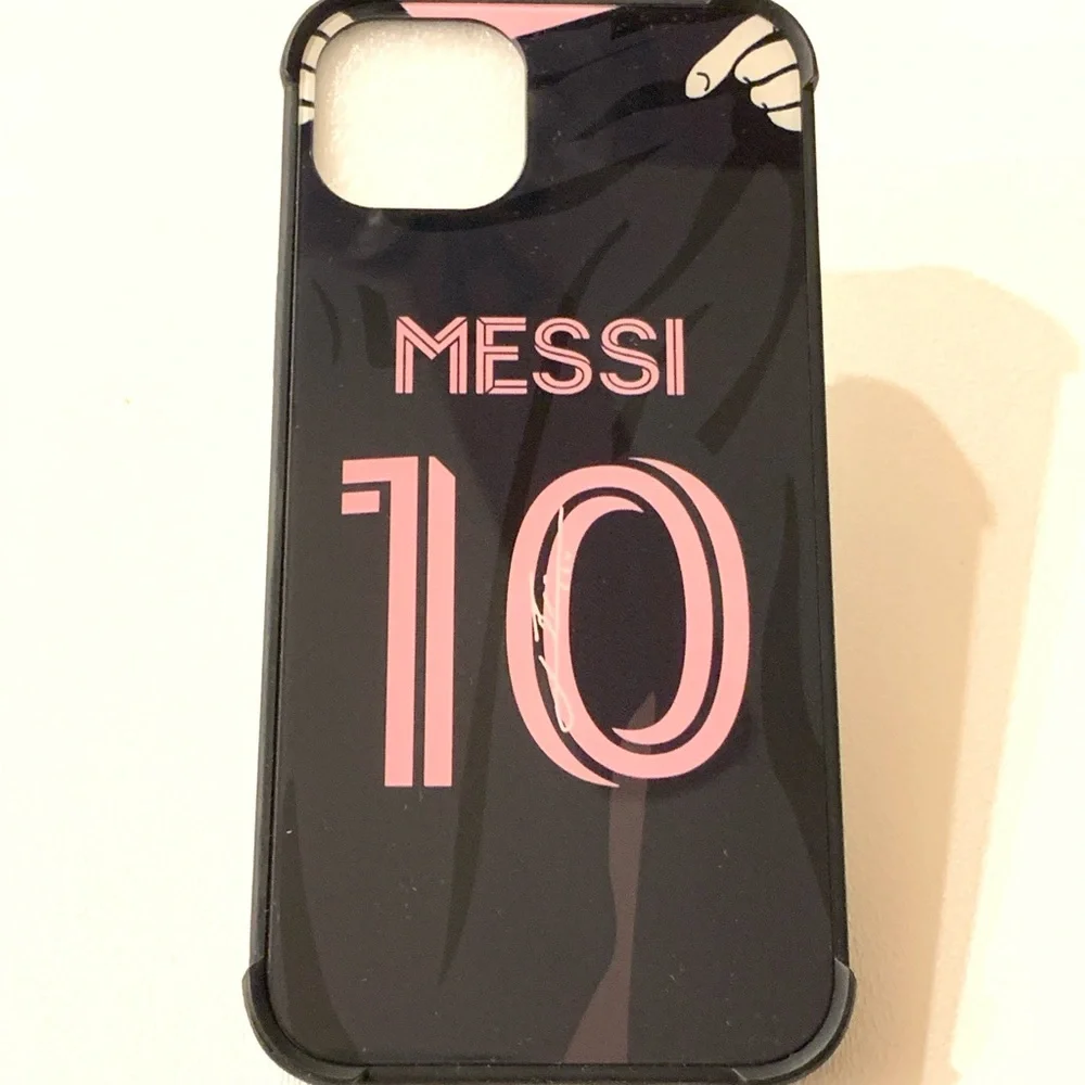 iPhone 14 Max Messi 10 Black & Pink Phone Case
